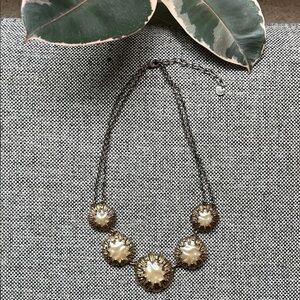 ✨ Talbots Sun Burst Gold and Pearl-like cabochon Statement Necklace ✨